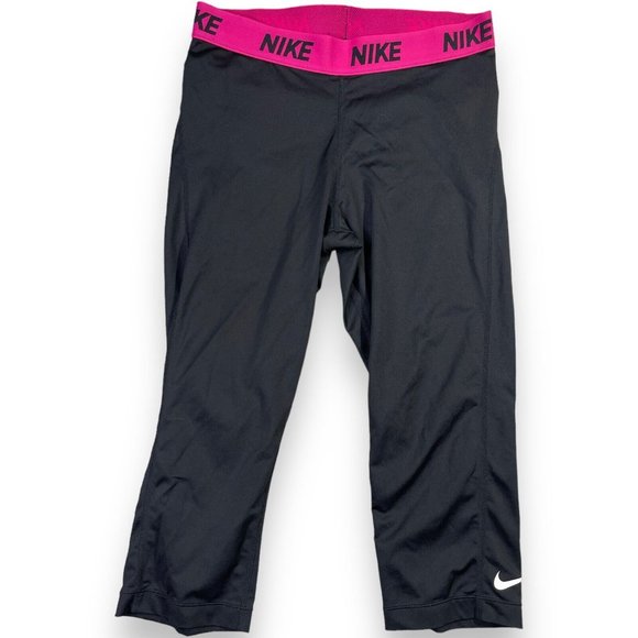 Nike Women's Legging Size Large Elastic Waist Skinny Leg Logo Black -1606CVT - Picture 1 of 9
